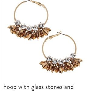 Women’s Canvas Hoop Earrings With Rhinestones